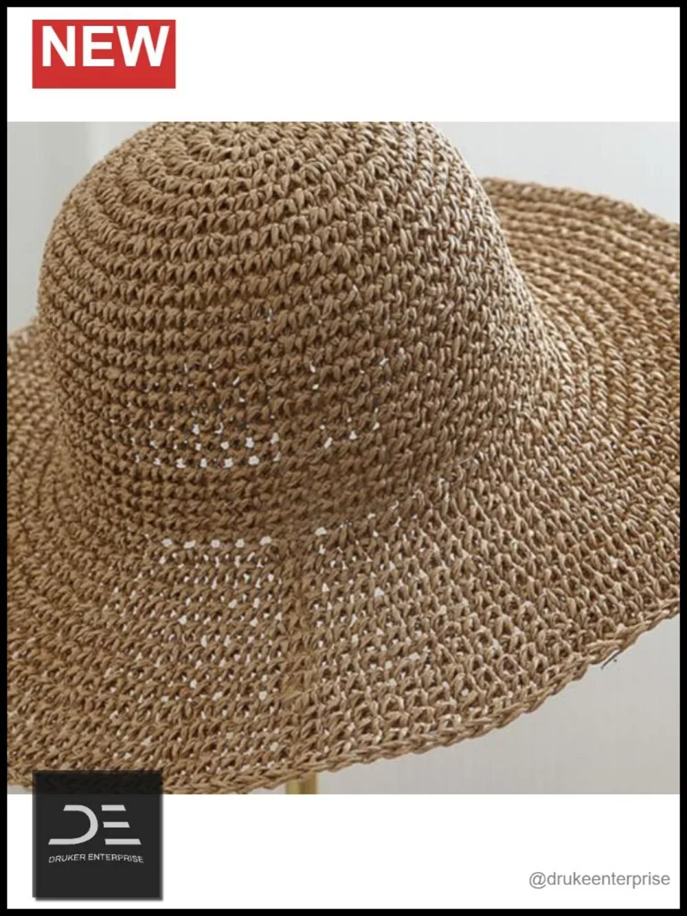 Woven Paper Straw Sun Hat Floppy Wide Brim Foldable Beach Hat